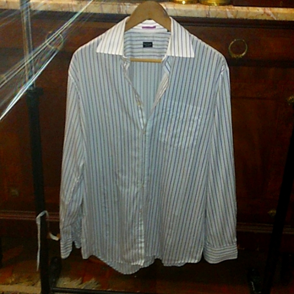 Paul Smith Dress Shirt - white with purple/black strip.